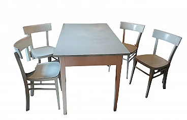 4 Chairs and table in wood and formica, 1960s