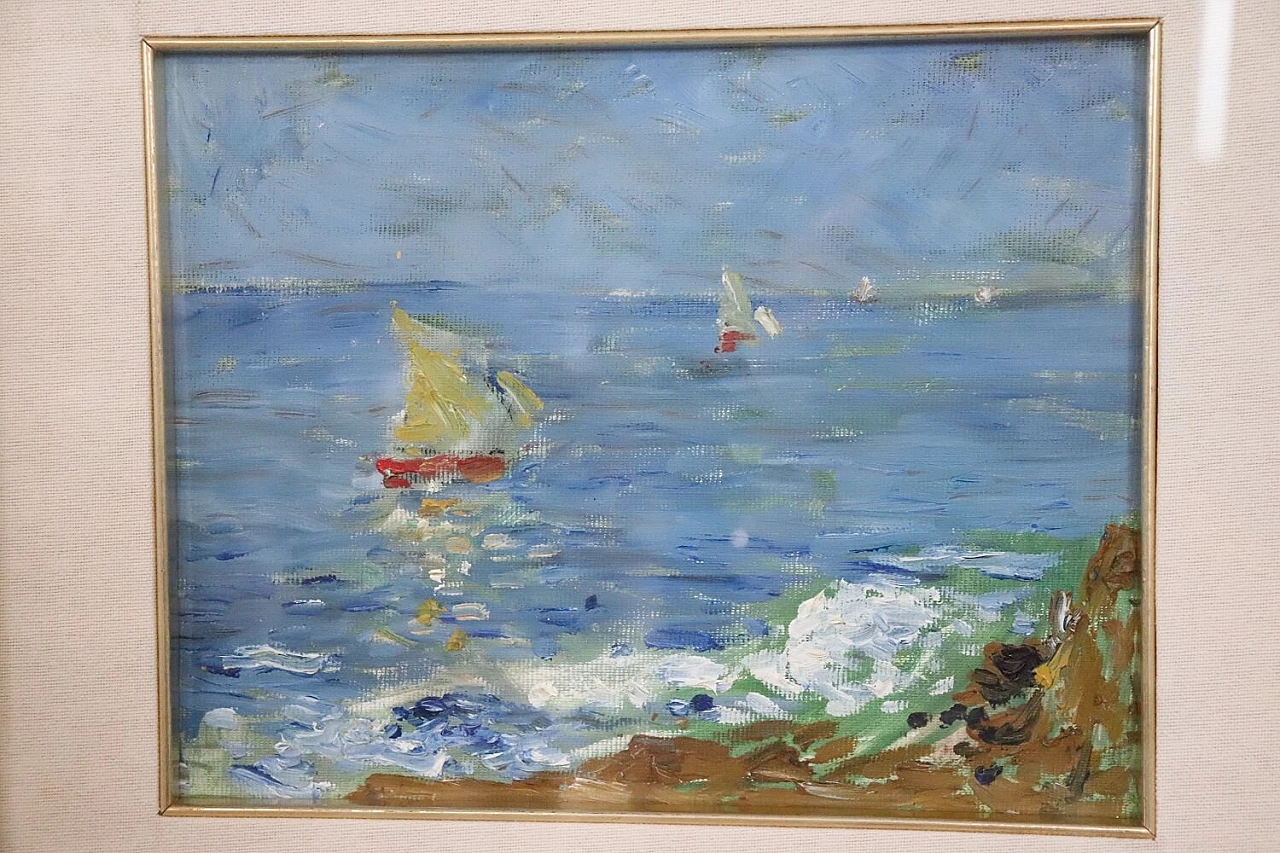 Amedeo Merello, seascape, oil painting on canvas, 1960s 2