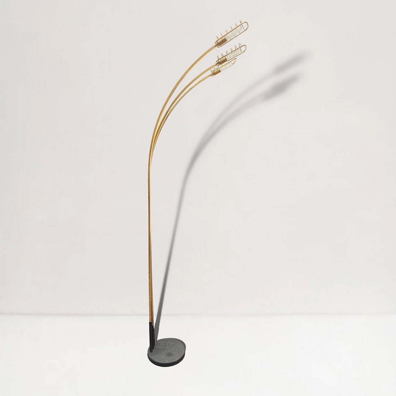 Brass floor lamp with cast iron base attributed to Romeo Rega, 1970s 8