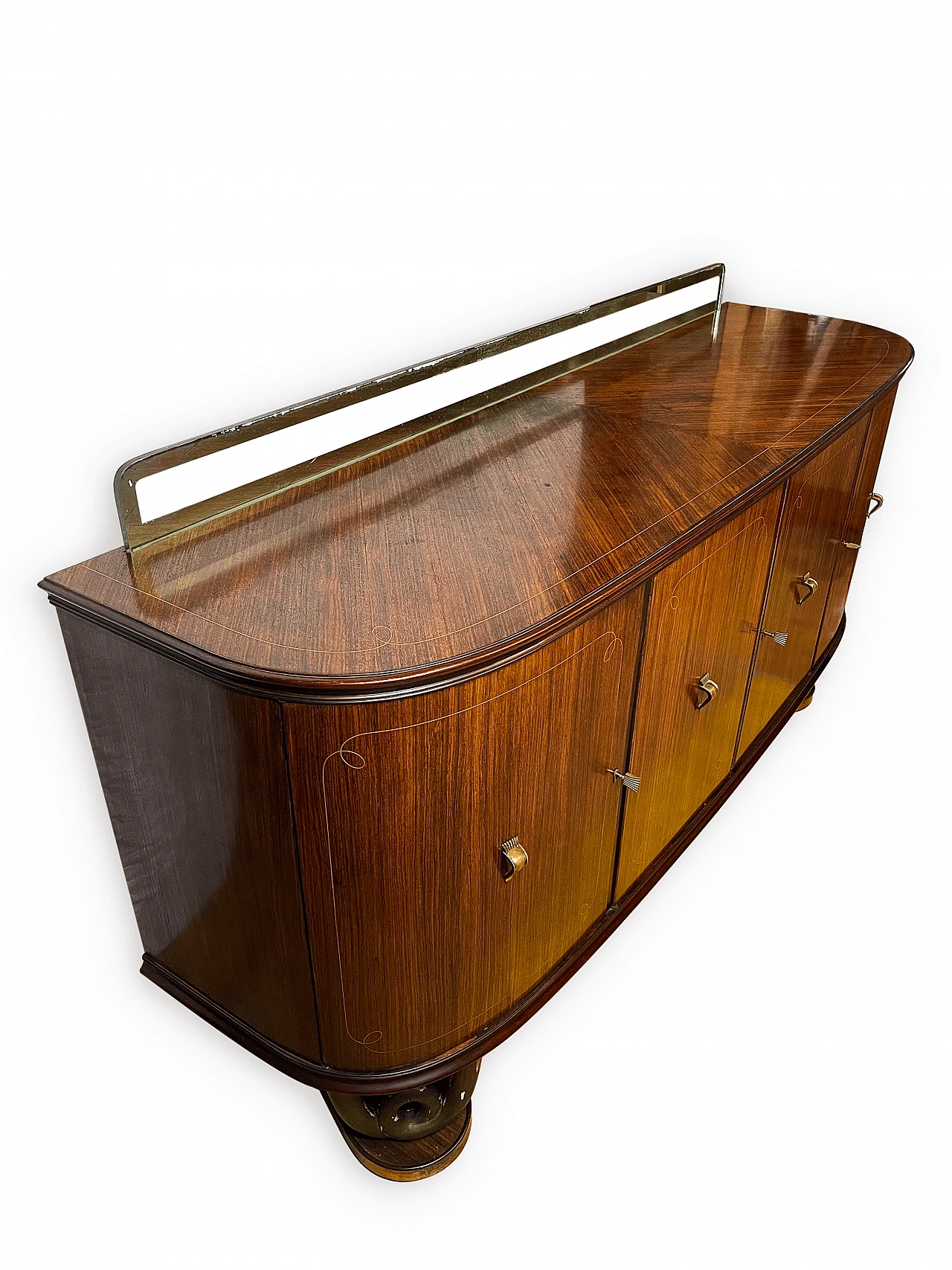 Mahogany, wood, brass and glass sideboard in the style of Paolo Buffa, 1950s 6