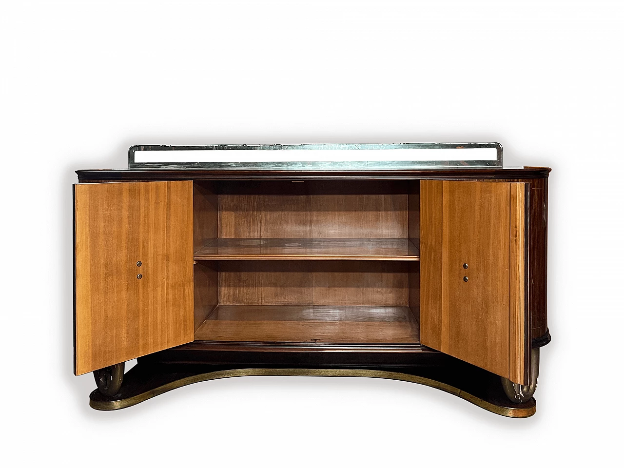 Mahogany, wood, brass and glass sideboard in the style of Paolo Buffa, 1950s 9