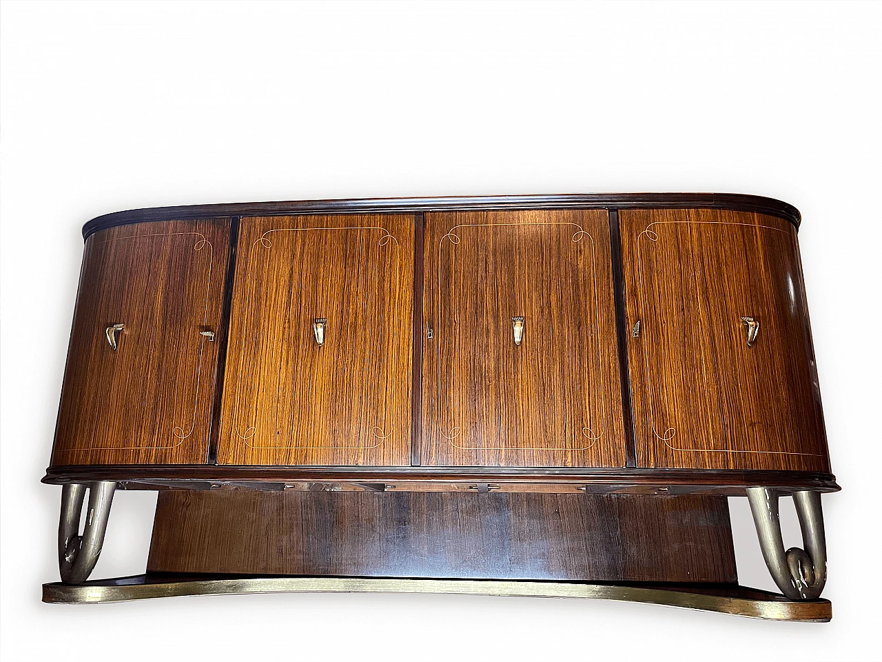 Mahogany, wood, brass and glass sideboard in the style of Paolo Buffa, 1950s 12