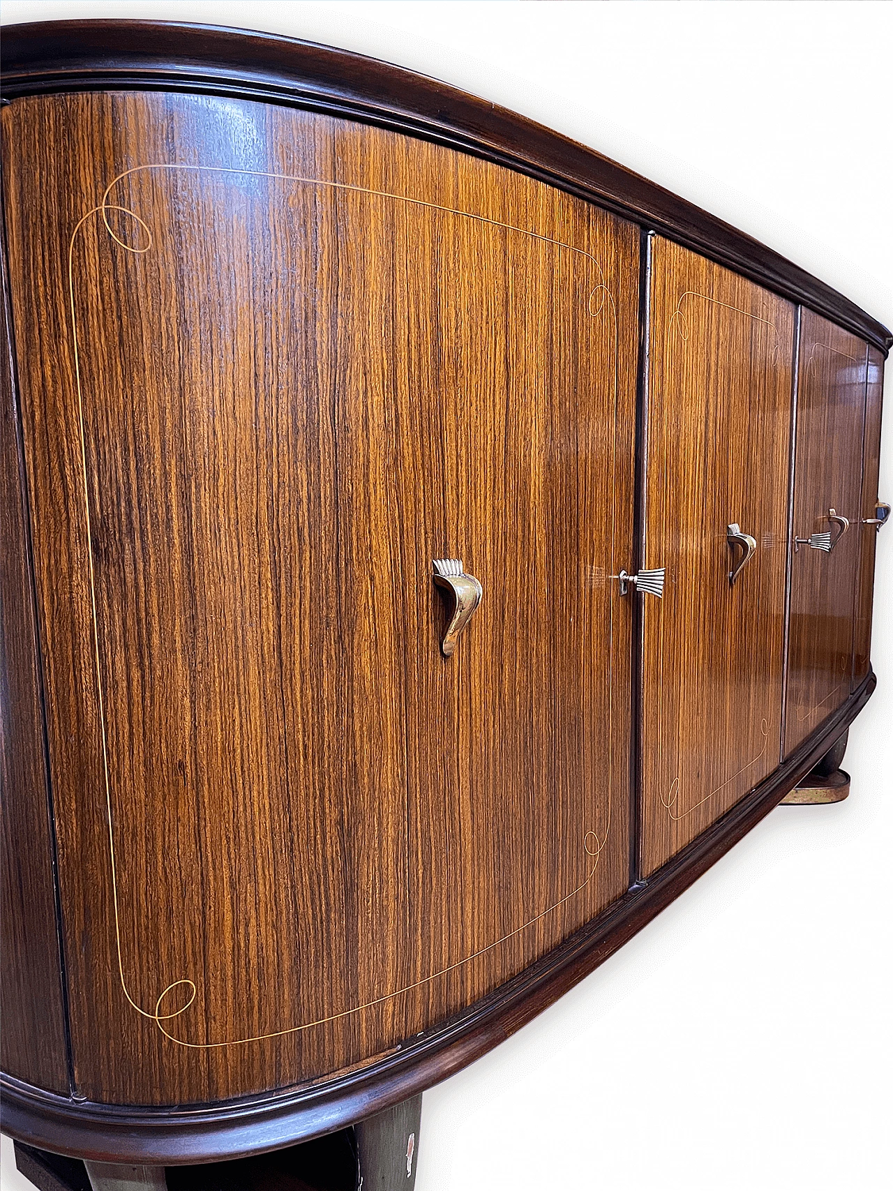 Mahogany, wood, brass and glass sideboard in the style of Paolo Buffa, 1950s 17