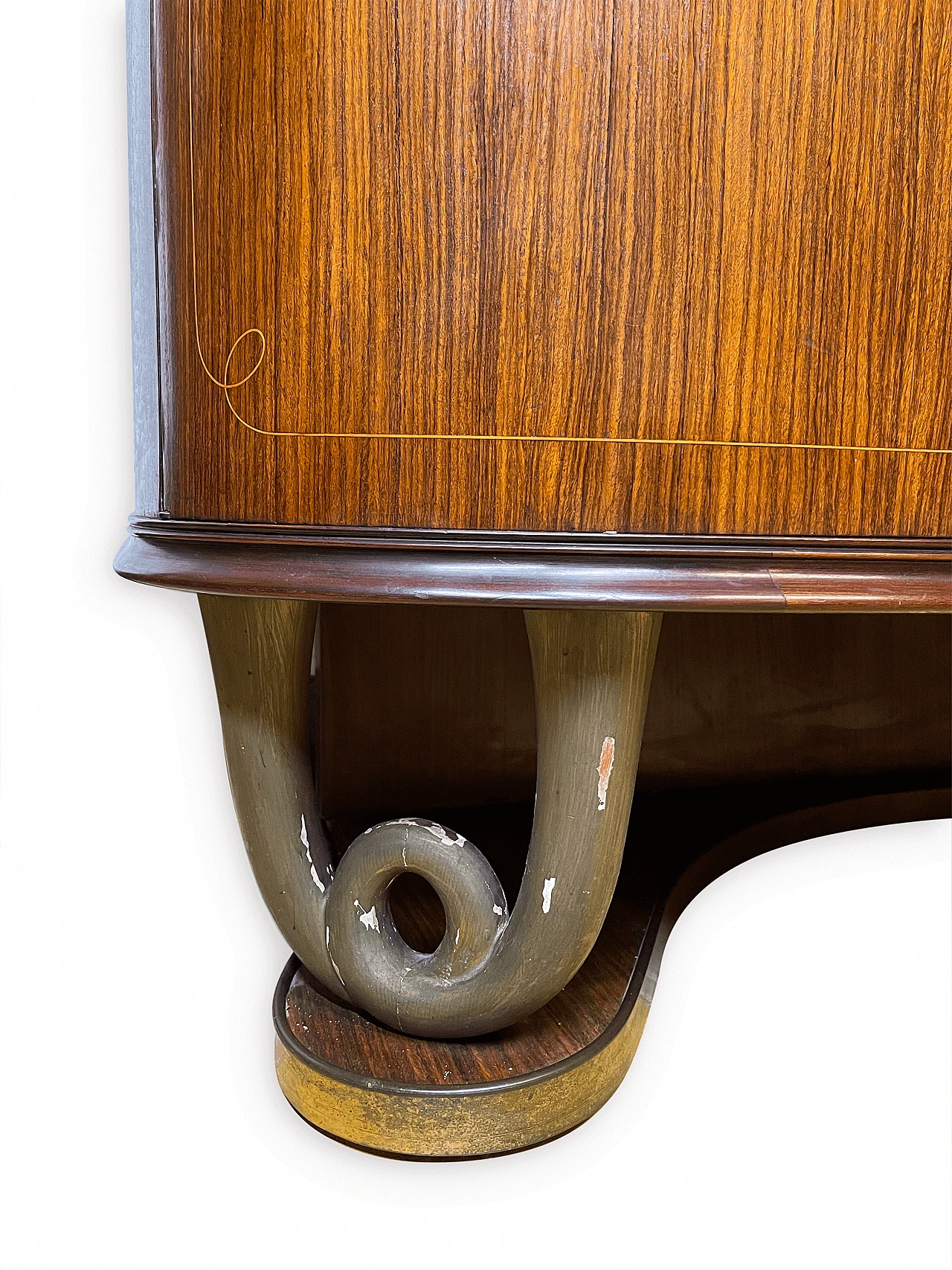 Mahogany, wood, brass and glass sideboard in the style of Paolo Buffa, 1950s 18