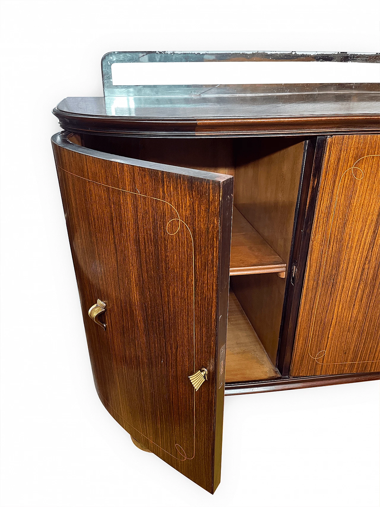 Mahogany, wood, brass and glass sideboard in the style of Paolo Buffa, 1950s 23