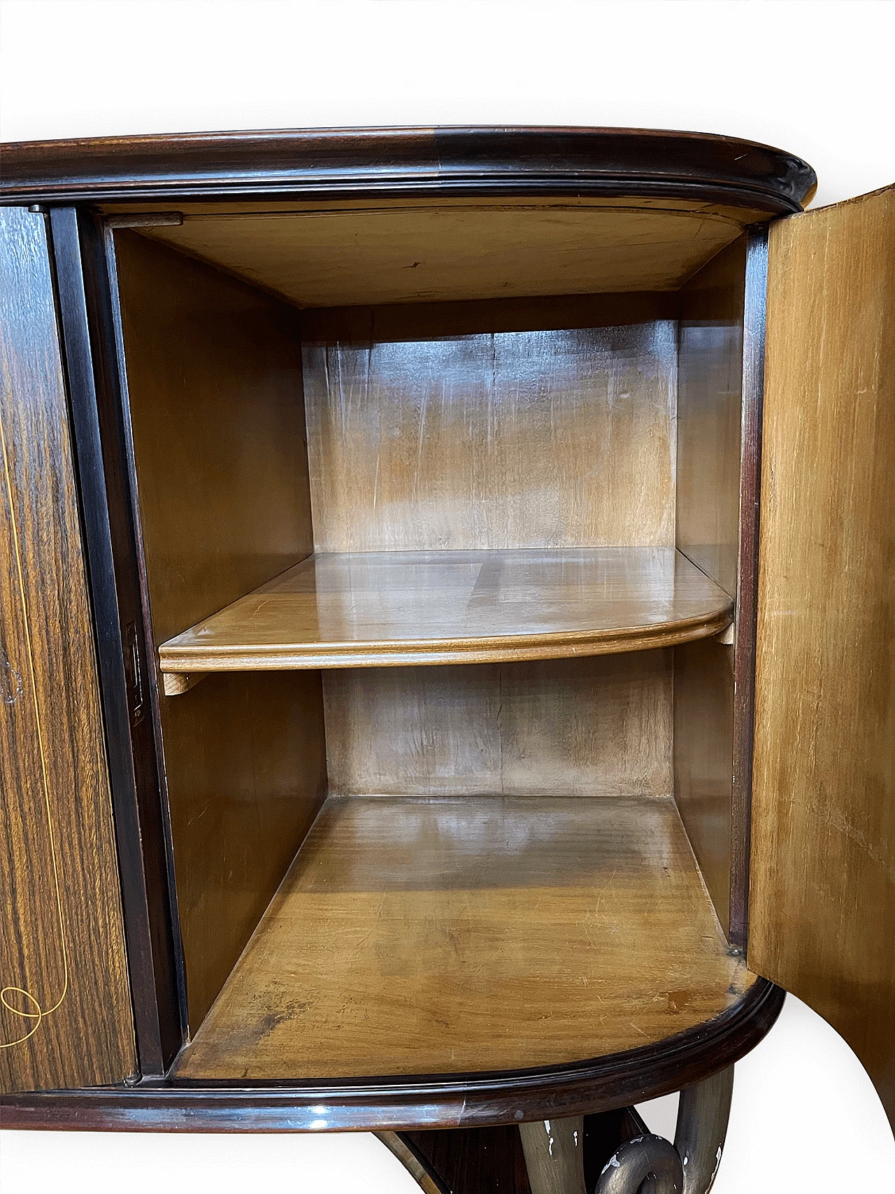 Mahogany, wood, brass and glass sideboard in the style of Paolo Buffa, 1950s 24