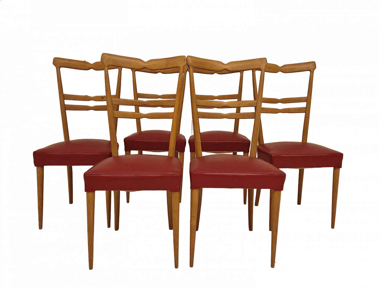 6 Chairs in wood and skai in the style of Paolo Buffa, 1950s 8