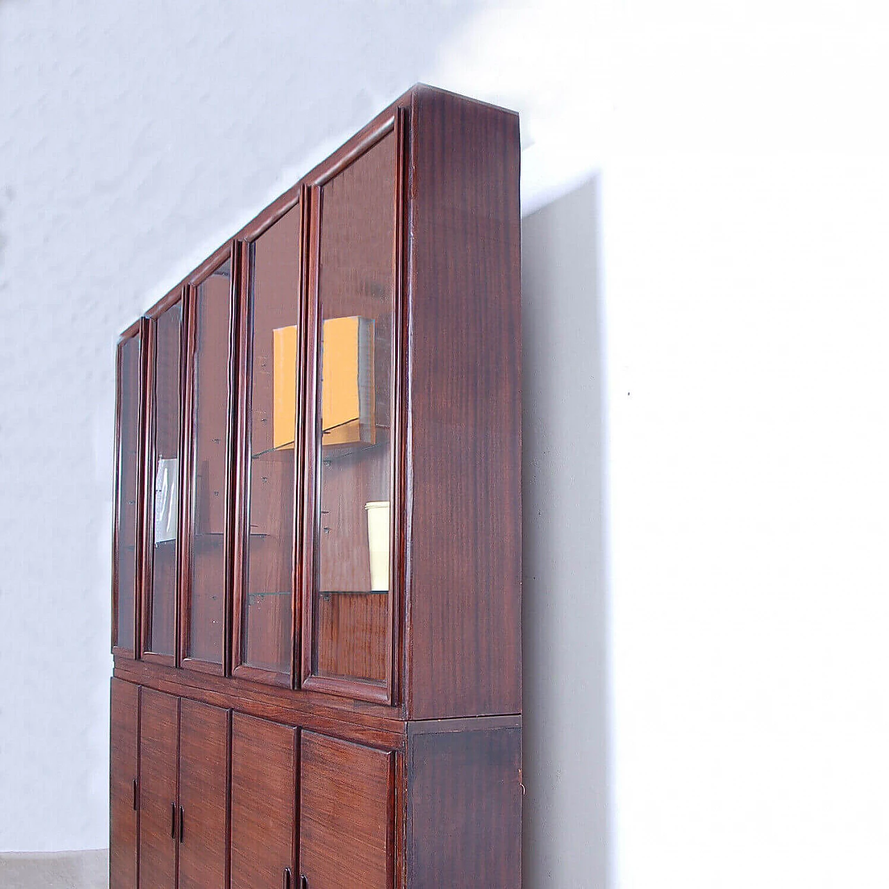 Wooden bookcase with display case, 1940s 3