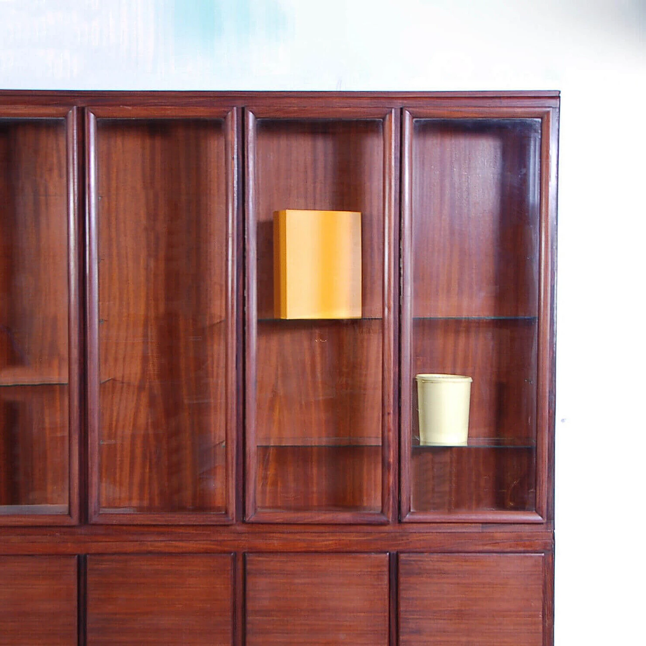 Wooden bookcase with display case, 1940s 6