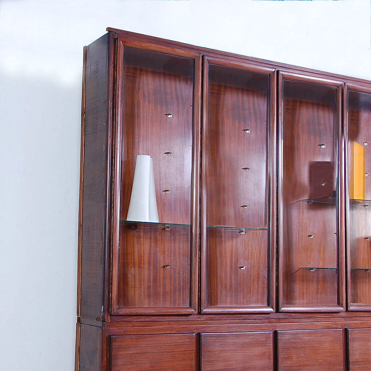 Wooden bookcase with display case, 1940s 8