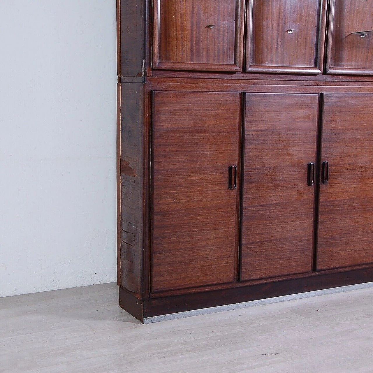 Wooden bookcase with display case, 1940s 9