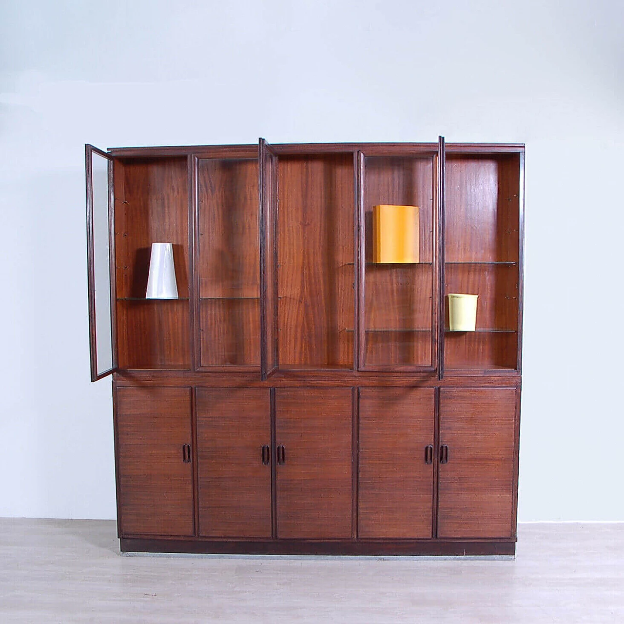 Wooden bookcase with display case, 1940s 13