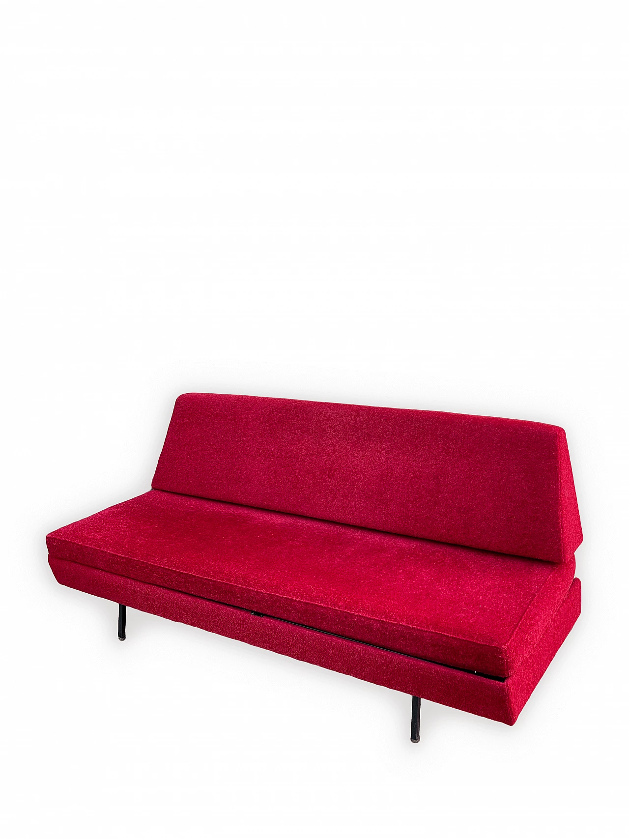 Metal and red fabric sofa bed, 1950s 2