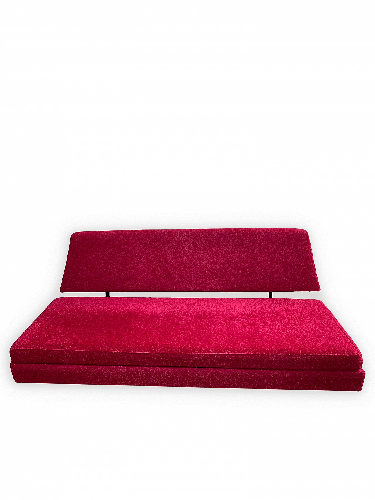 Metal and red fabric sofa bed, 1950s 6