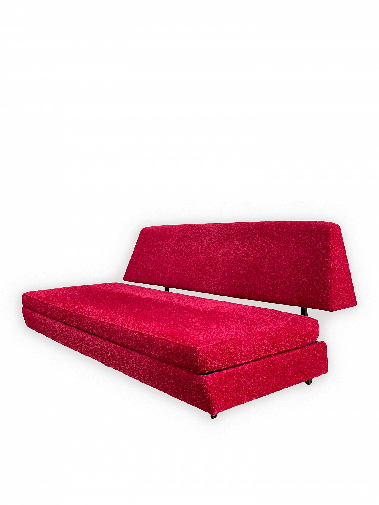 Metal and red fabric sofa bed, 1950s 8