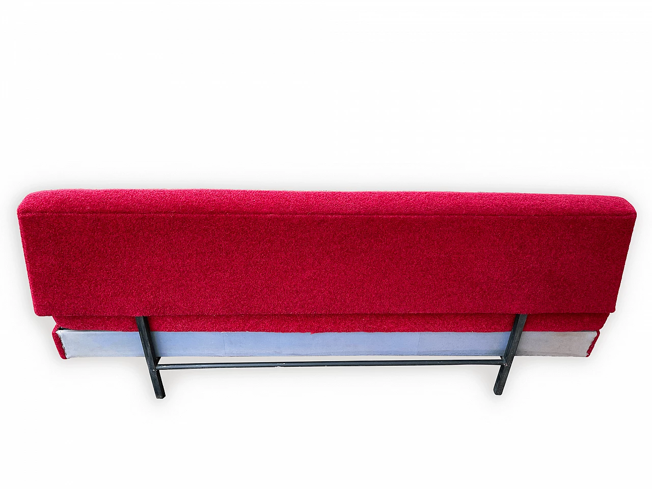 Metal and red fabric sofa bed, 1950s 16