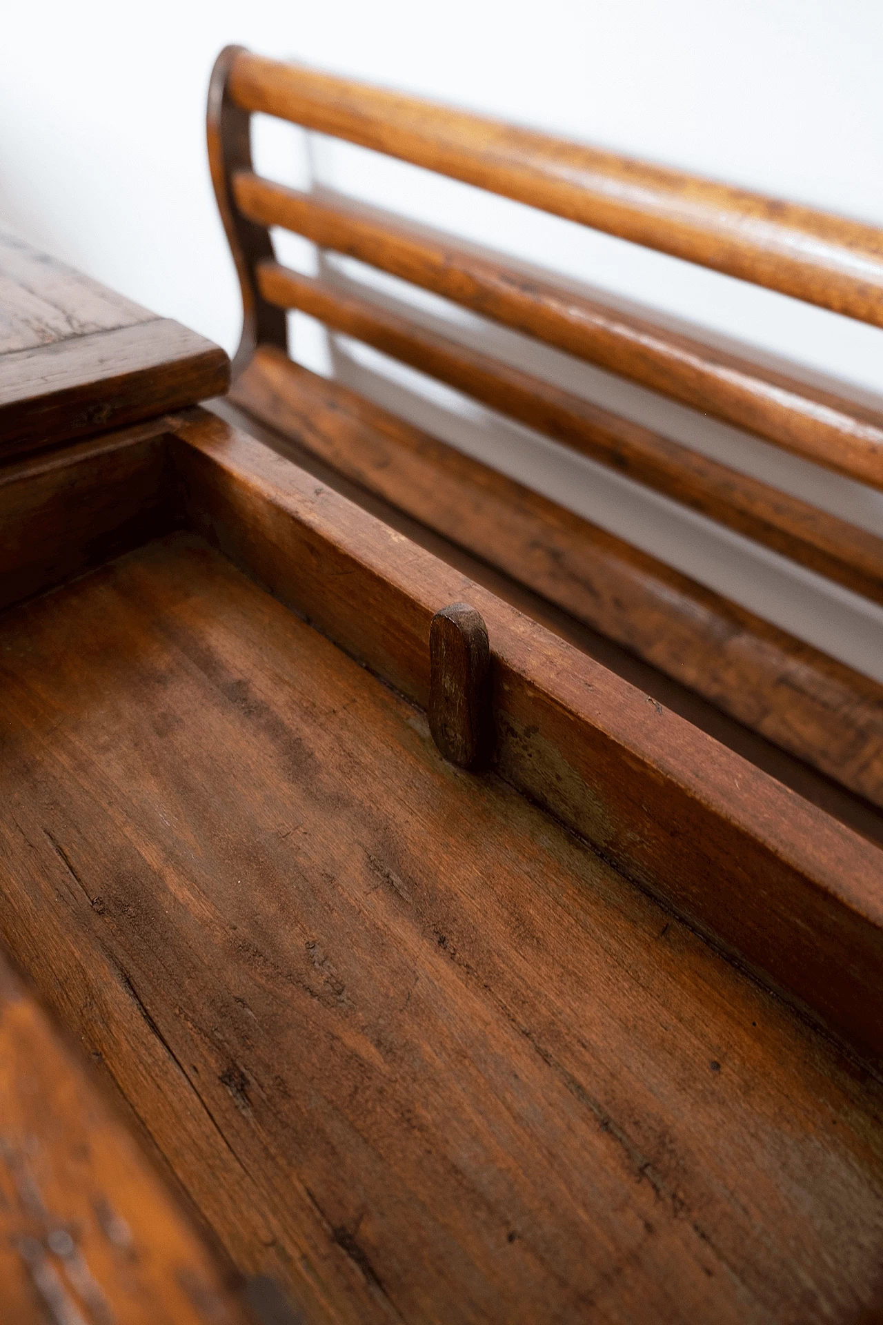 Wood school desk with bench, late 19th century 4