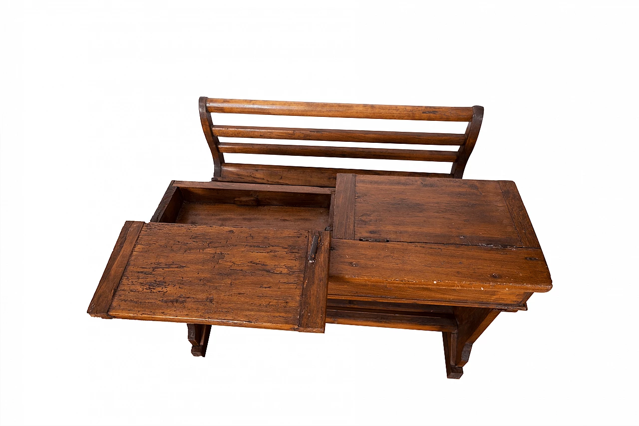 Wood school desk with bench, late 19th century 5