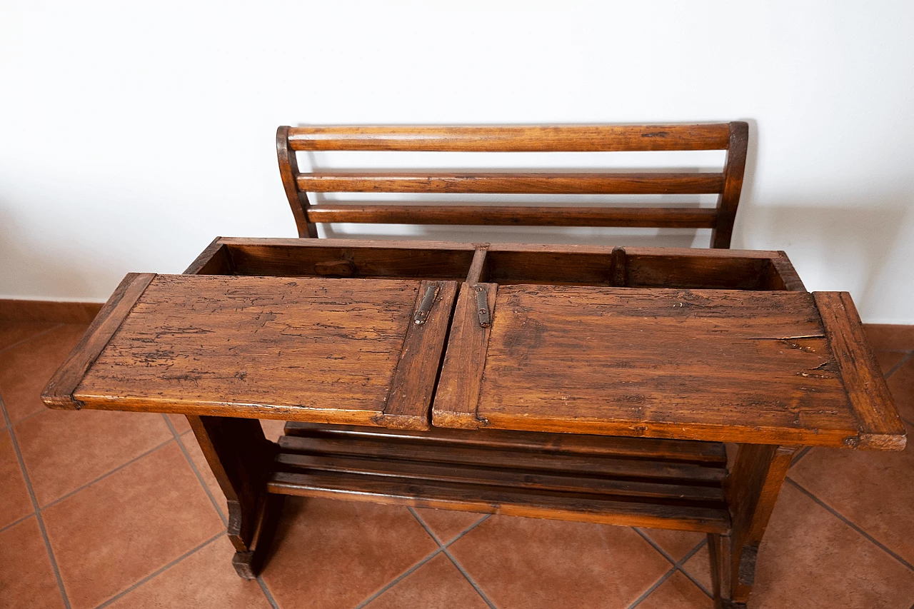 Wood school desk with bench, late 19th century 6