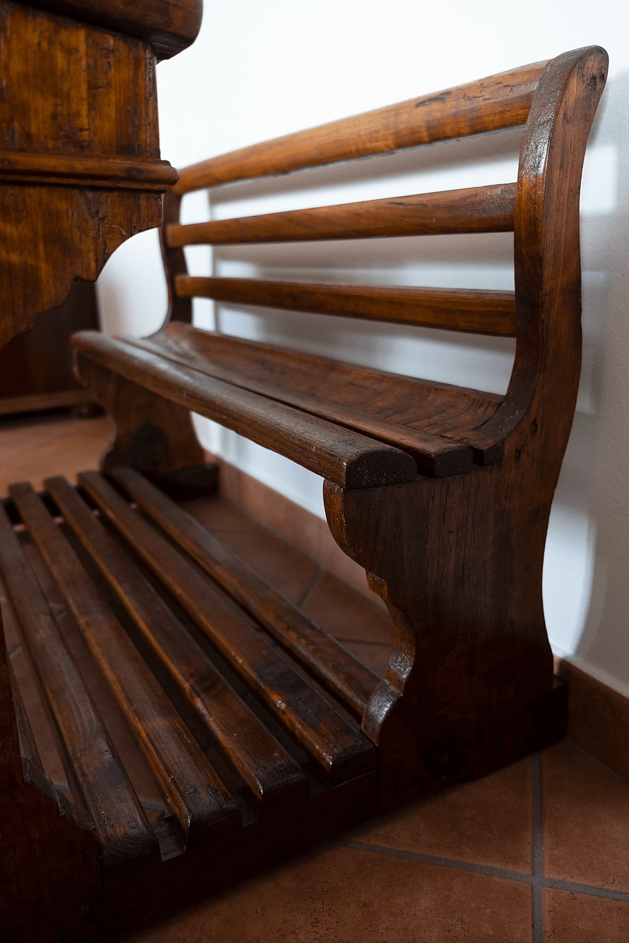 Wood school desk with bench, late 19th century 11