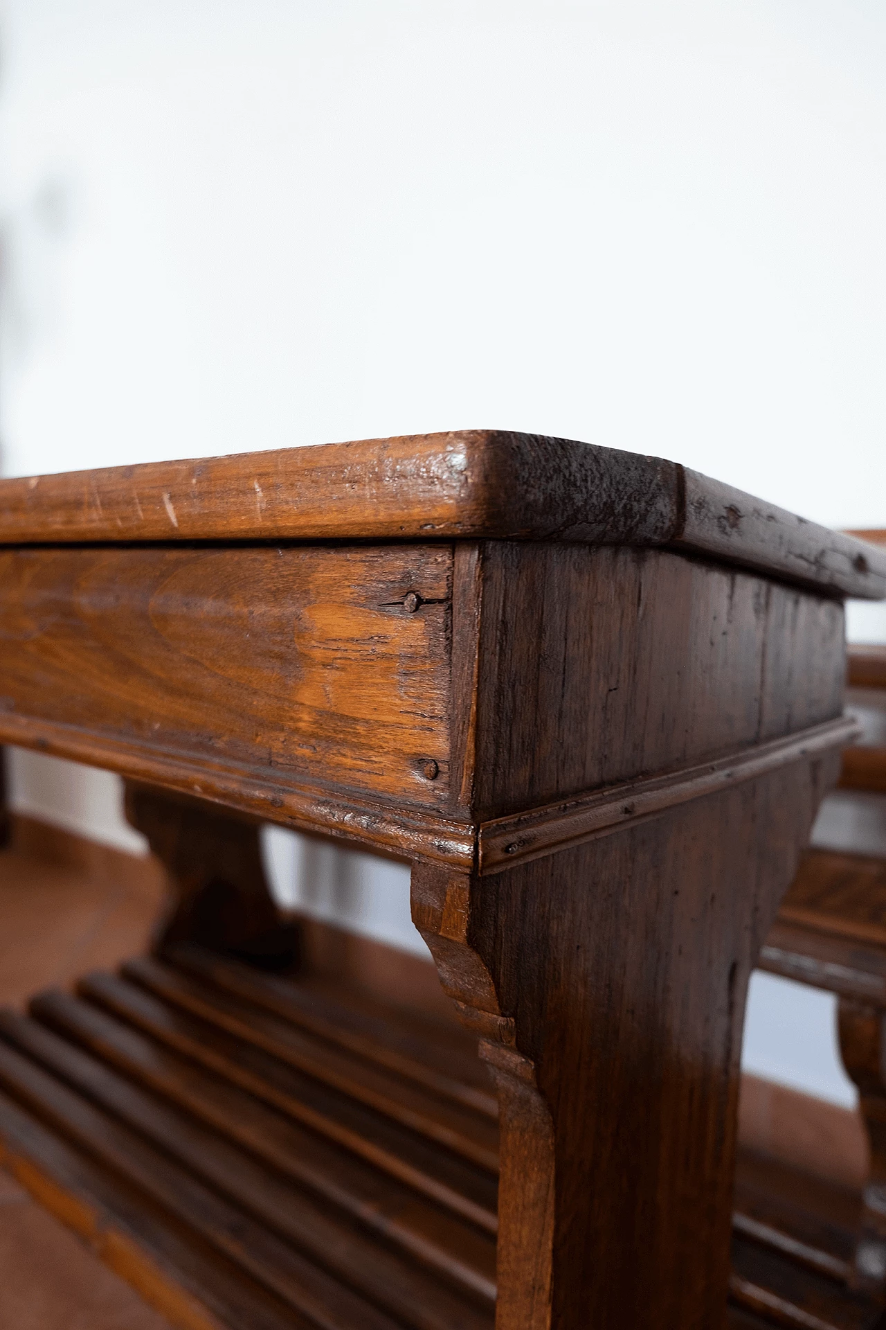 Wood school desk with bench, late 19th century 13