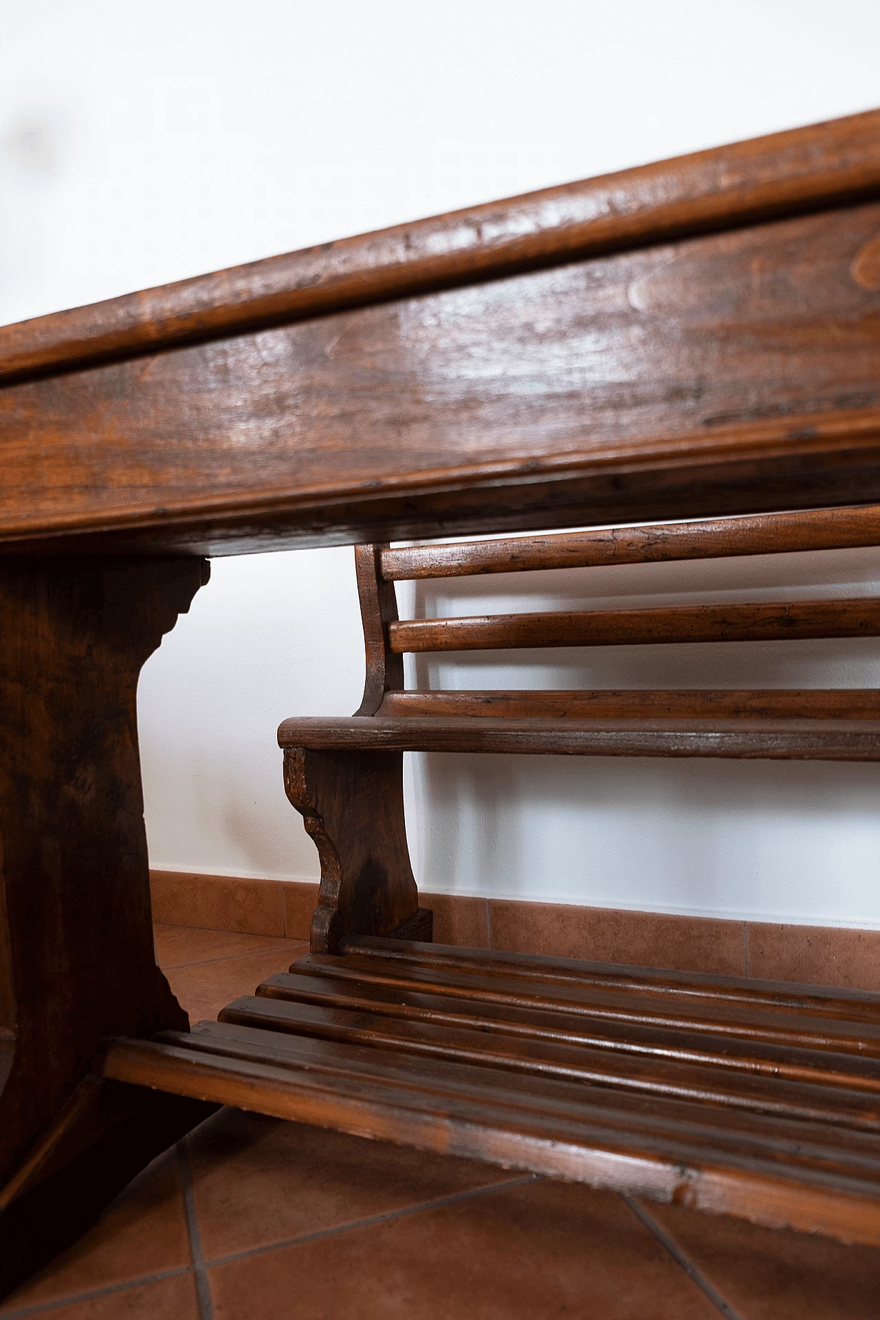 Wood school desk with bench, late 19th century 15