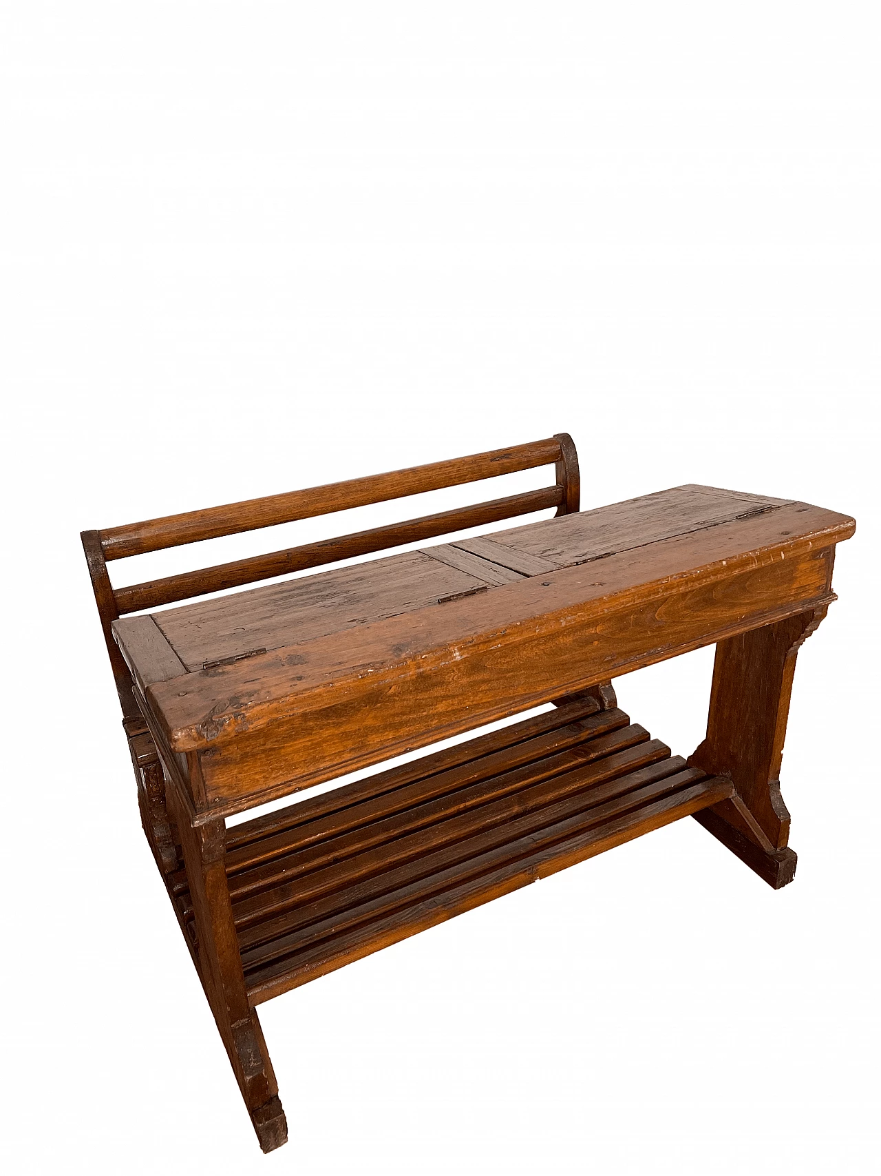 Wood school desk with bench, late 19th century 16