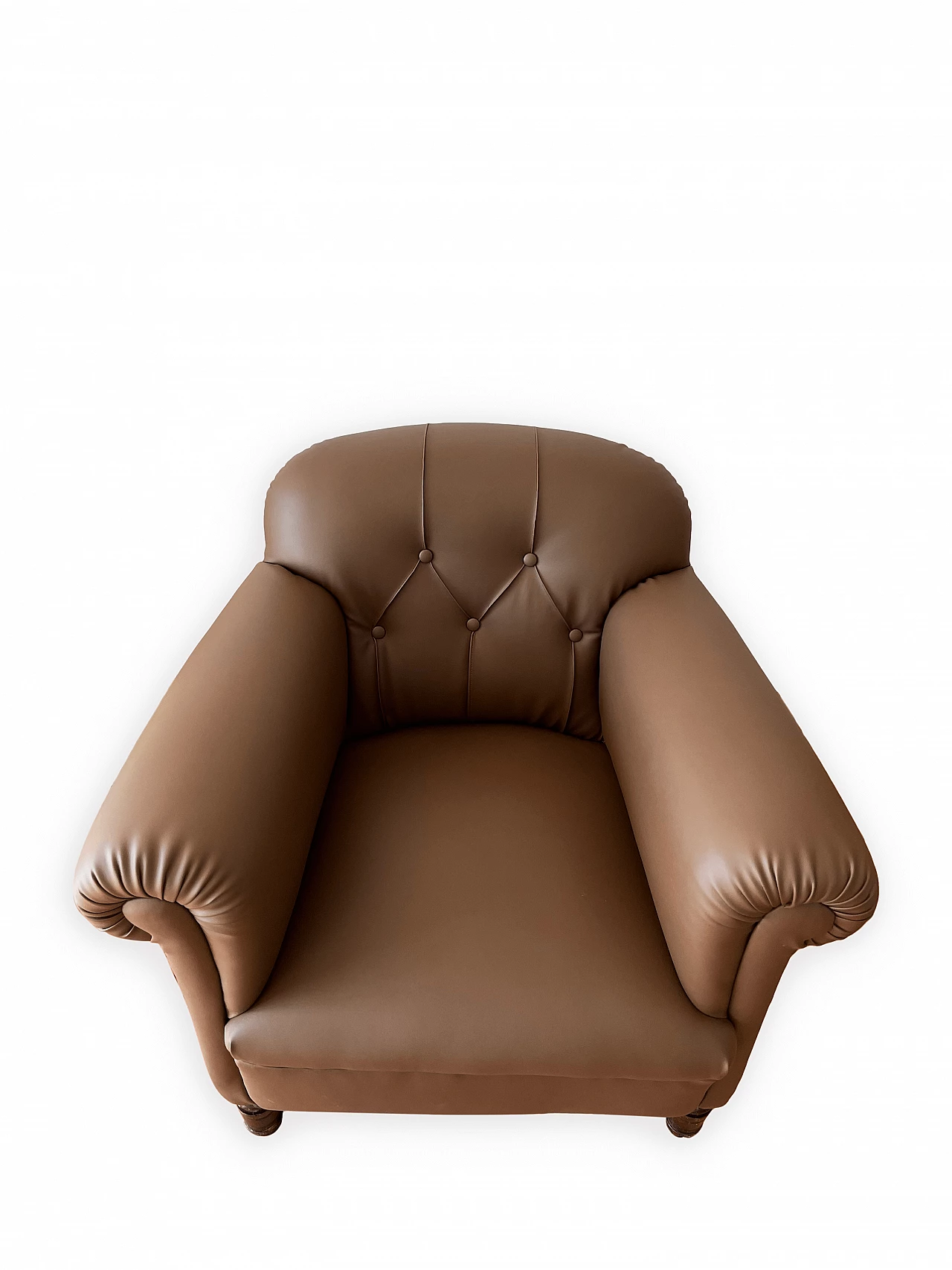 Chesterfield-style leatherette armchair with armrests, early 20th century 2