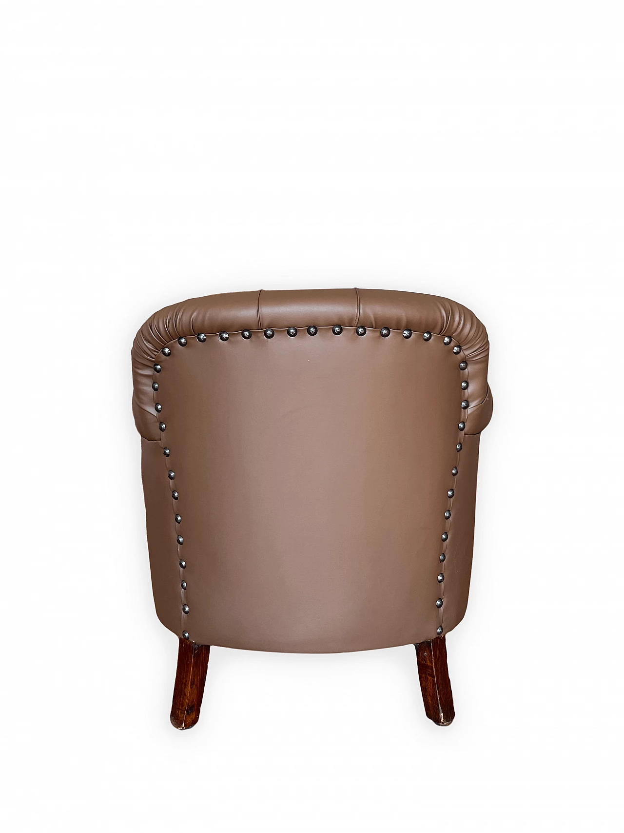 Chesterfield-style leatherette armchair with armrests, early 20th century 4