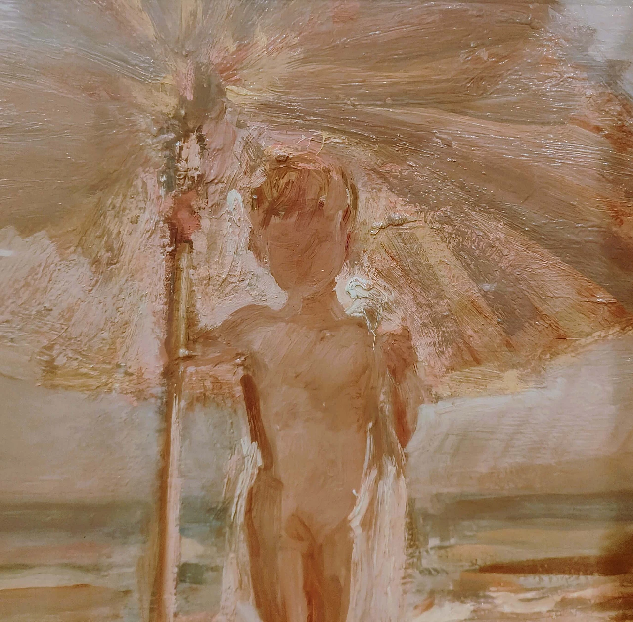 Bather by Adriano Bogoni, painting on wood, 1960s 1