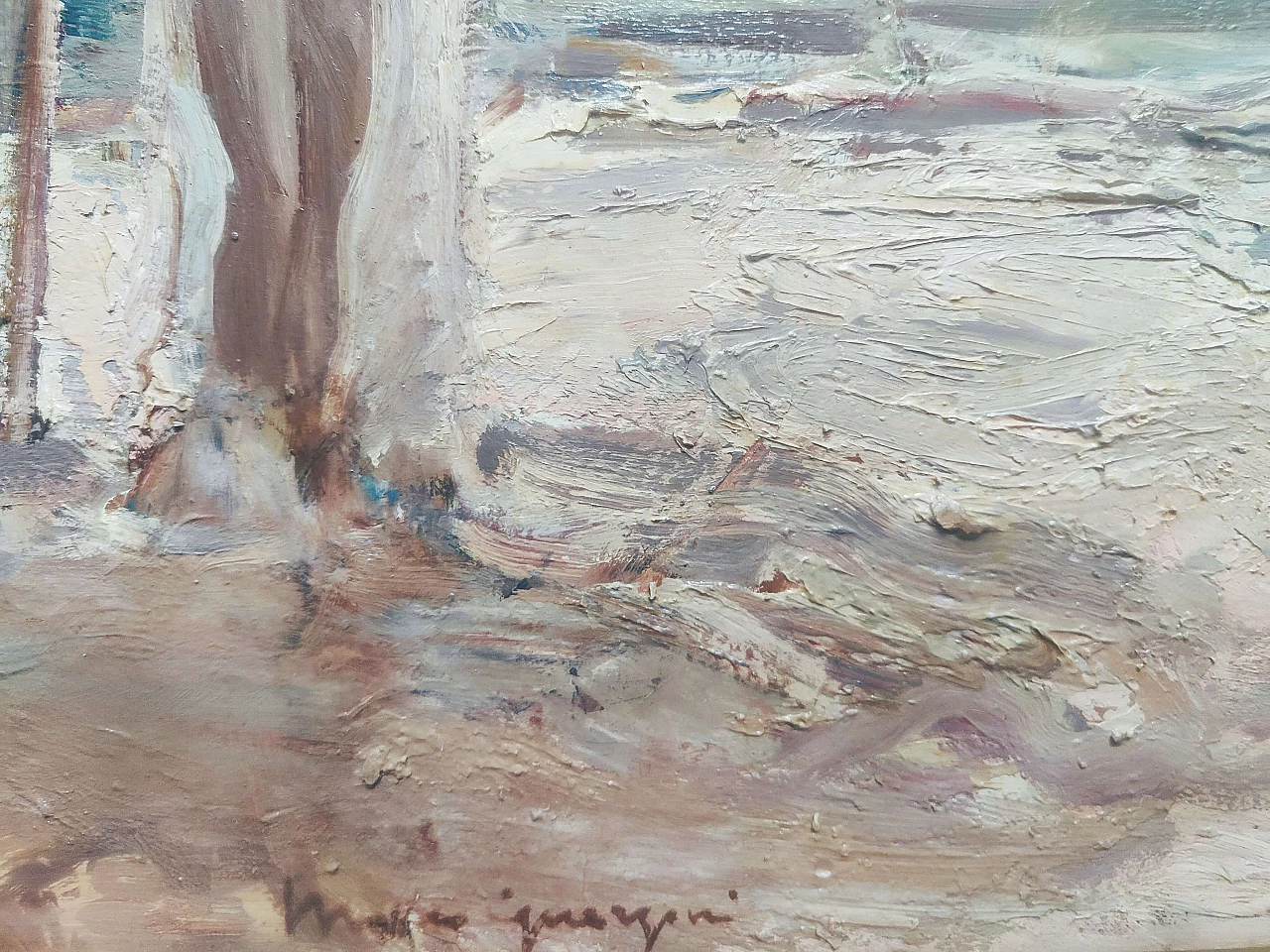 Bather by Adriano Bogoni, painting on wood, 1960s 3