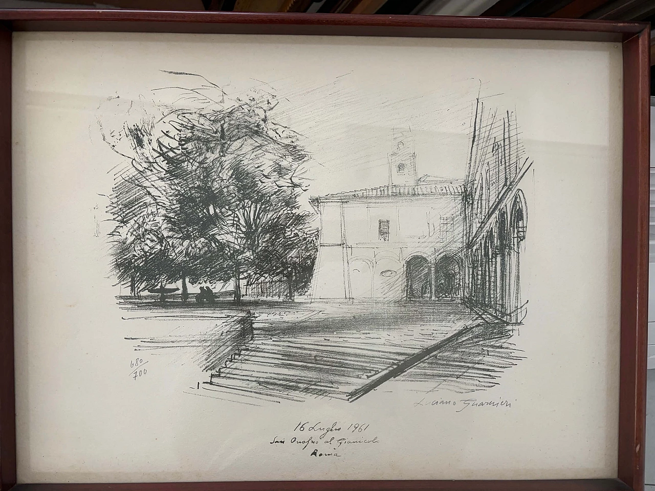 Luciano Guarnieri, Church of Sant'Onofrio al Gianicolo, pencil drawing, 1961 1