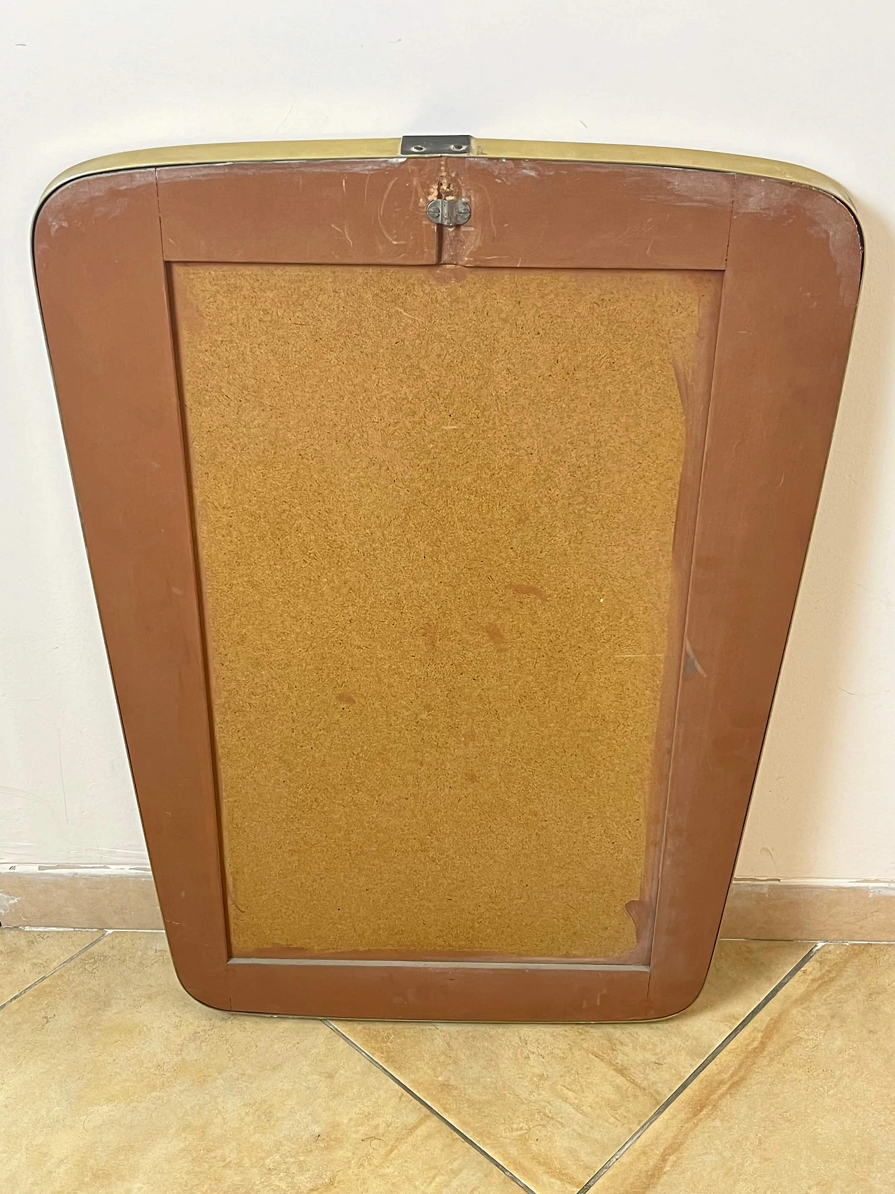 Rectangular brass mirror with rounded corners, 1960s 4