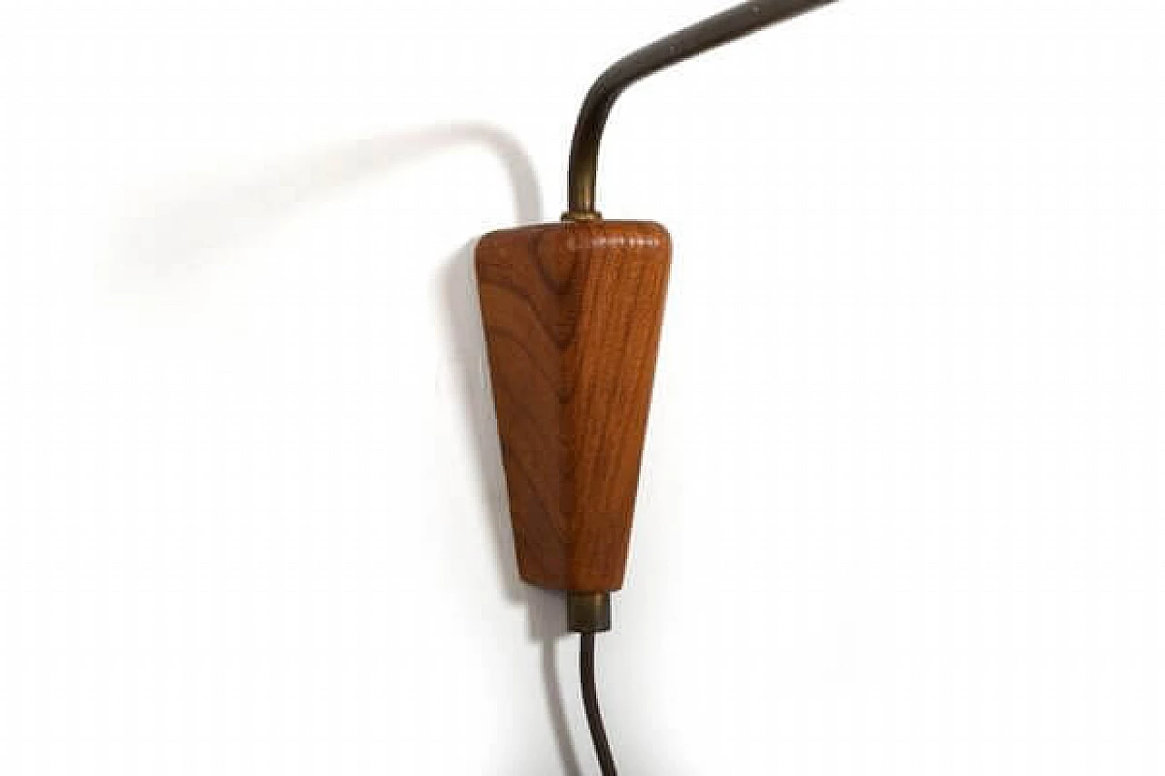 Danish brass and teak wall light, 1950s 5