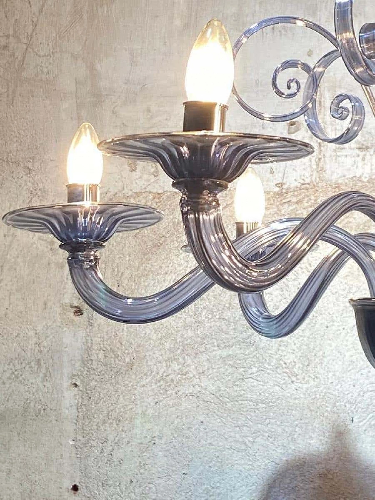 Lampadario a otto luci in vetro di Murano, anni '60 4