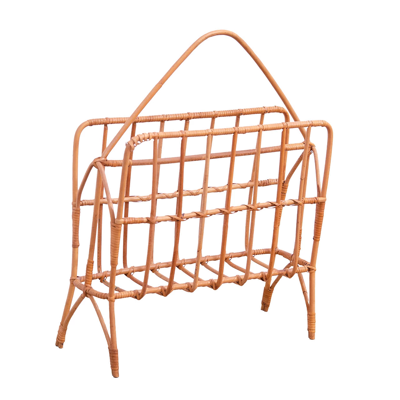 Wicker magazine rack, 1960s 1