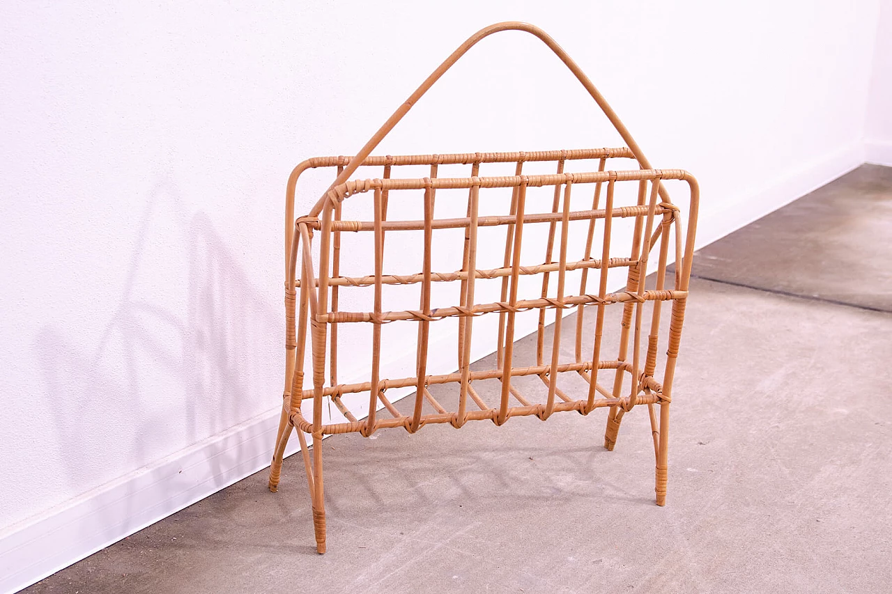 Wicker magazine rack, 1960s 4