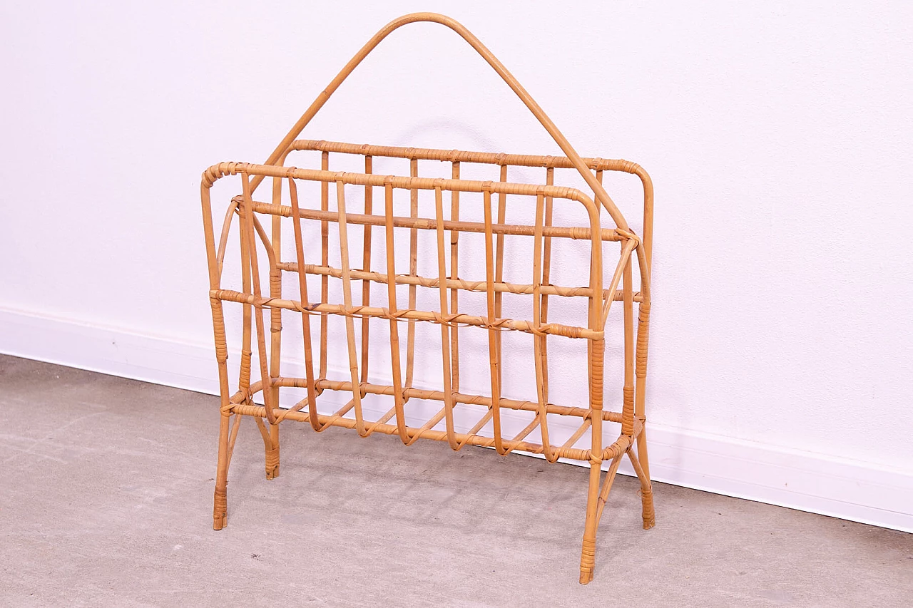 Wicker magazine rack, 1960s 6