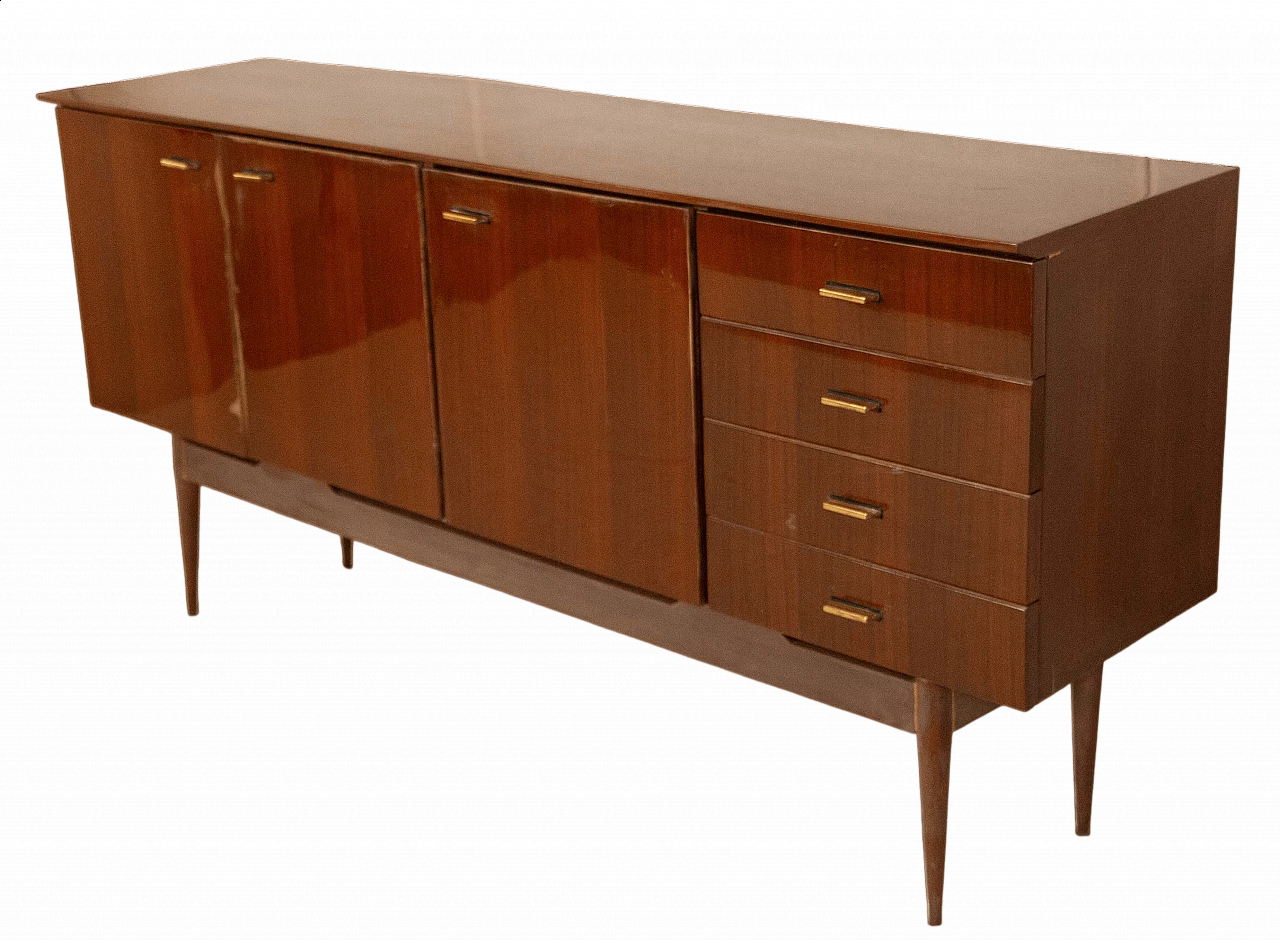 Mahogany veneer sideboard with copper handles, 1950s 12