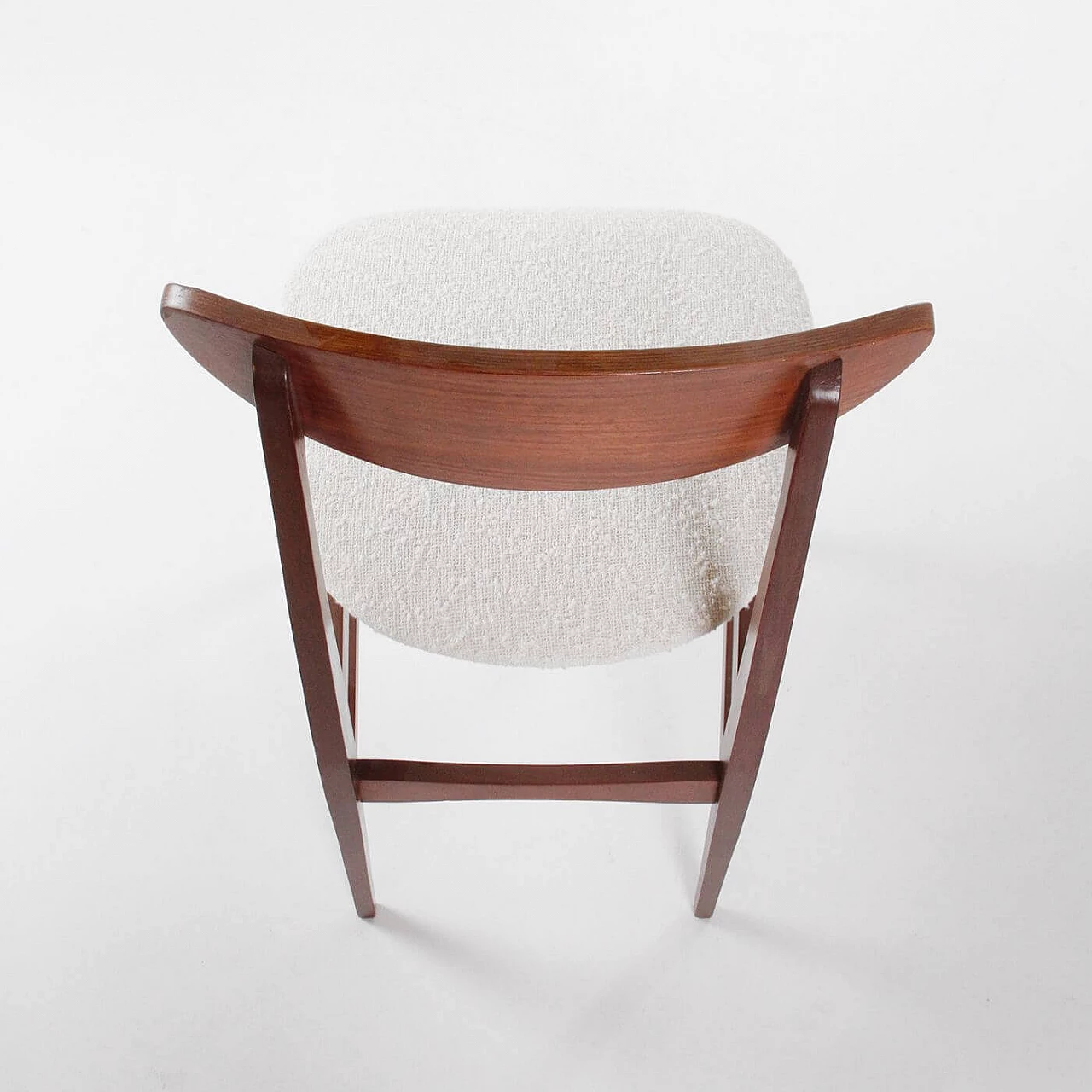 Wood and white bouclé fabric chair, 1960s 3