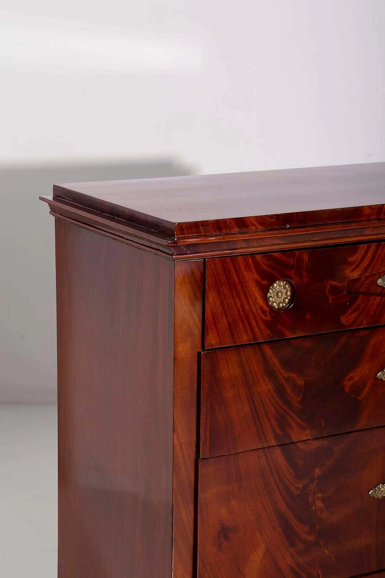 Biedermeier mahogany chest of drawers with folding front, 1830 1