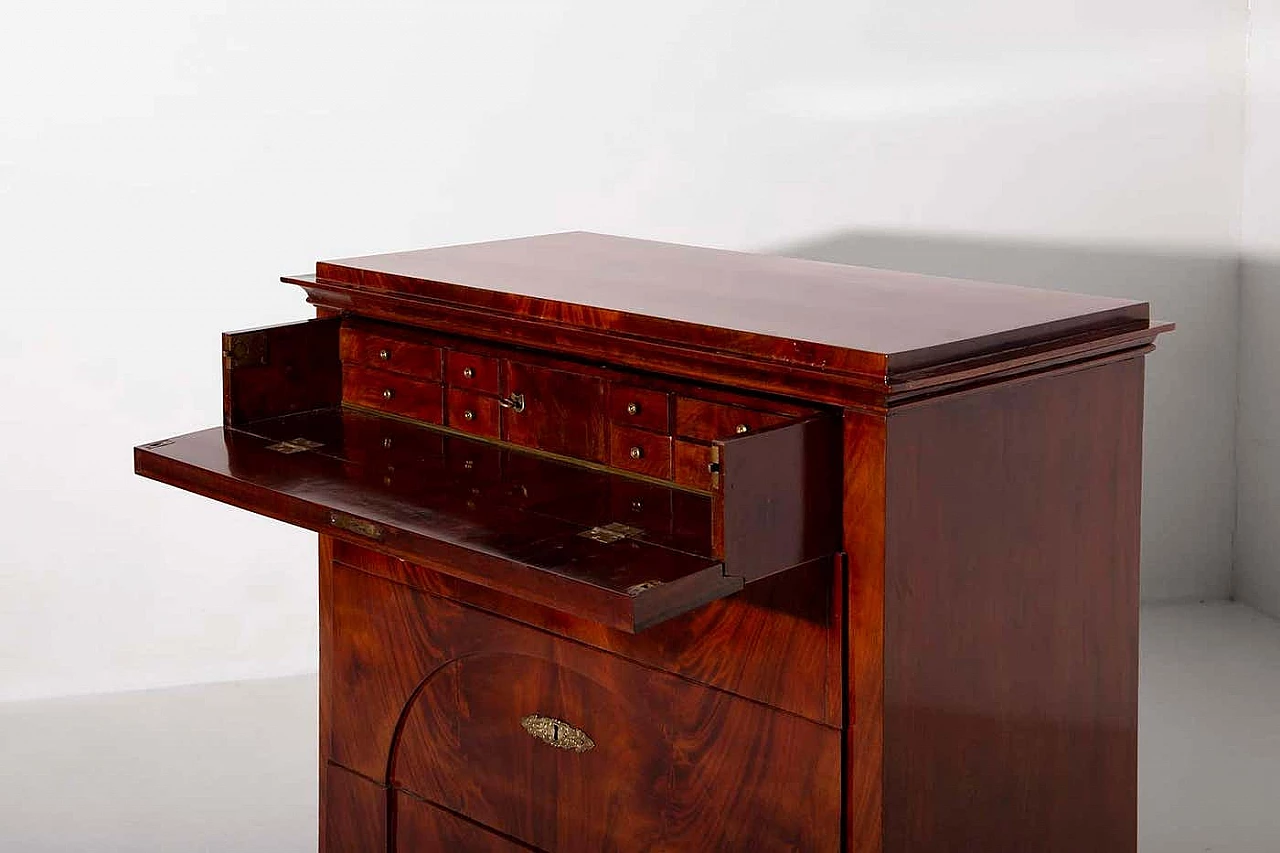 Biedermeier mahogany chest of drawers with folding front, 1830 4