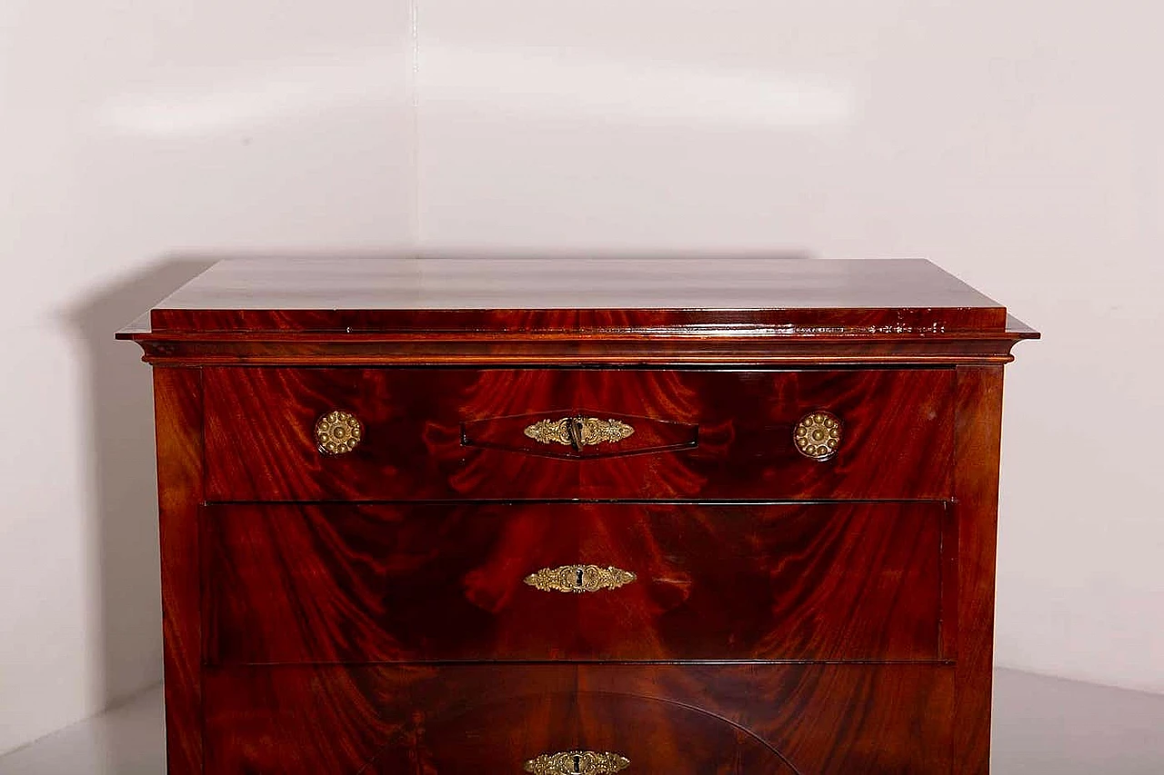 Biedermeier mahogany chest of drawers with folding front, 1830 6