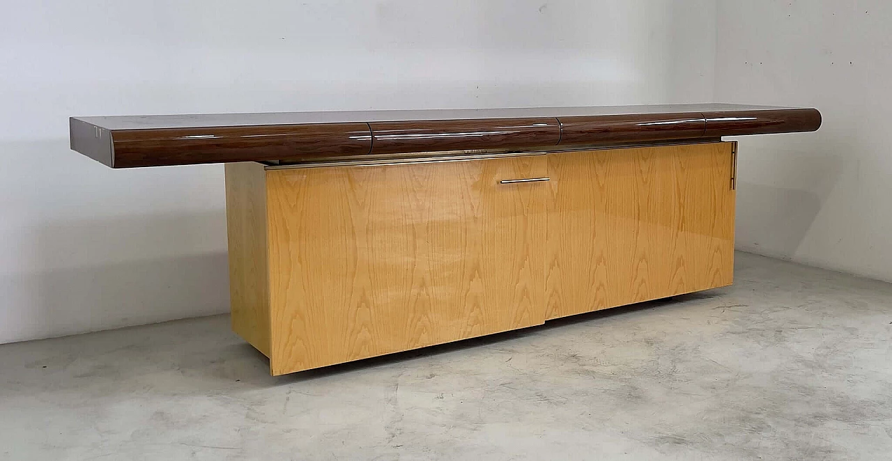 Sideboard in stained ash wood and glass shelf by Giovanni Offredi for Saporiti, 1970s 3