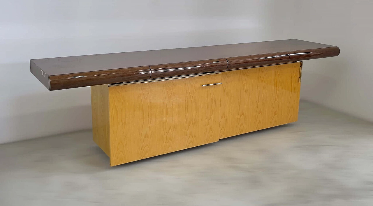 Sideboard in stained ash wood and glass shelf by Giovanni Offredi for Saporiti, 1970s 7