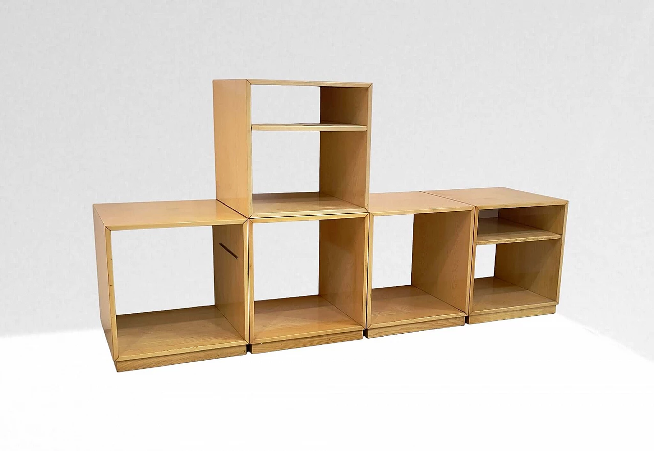 Wall-mounted ash bookcase by Giovanni Offredi for Saporiti, 1970s 5