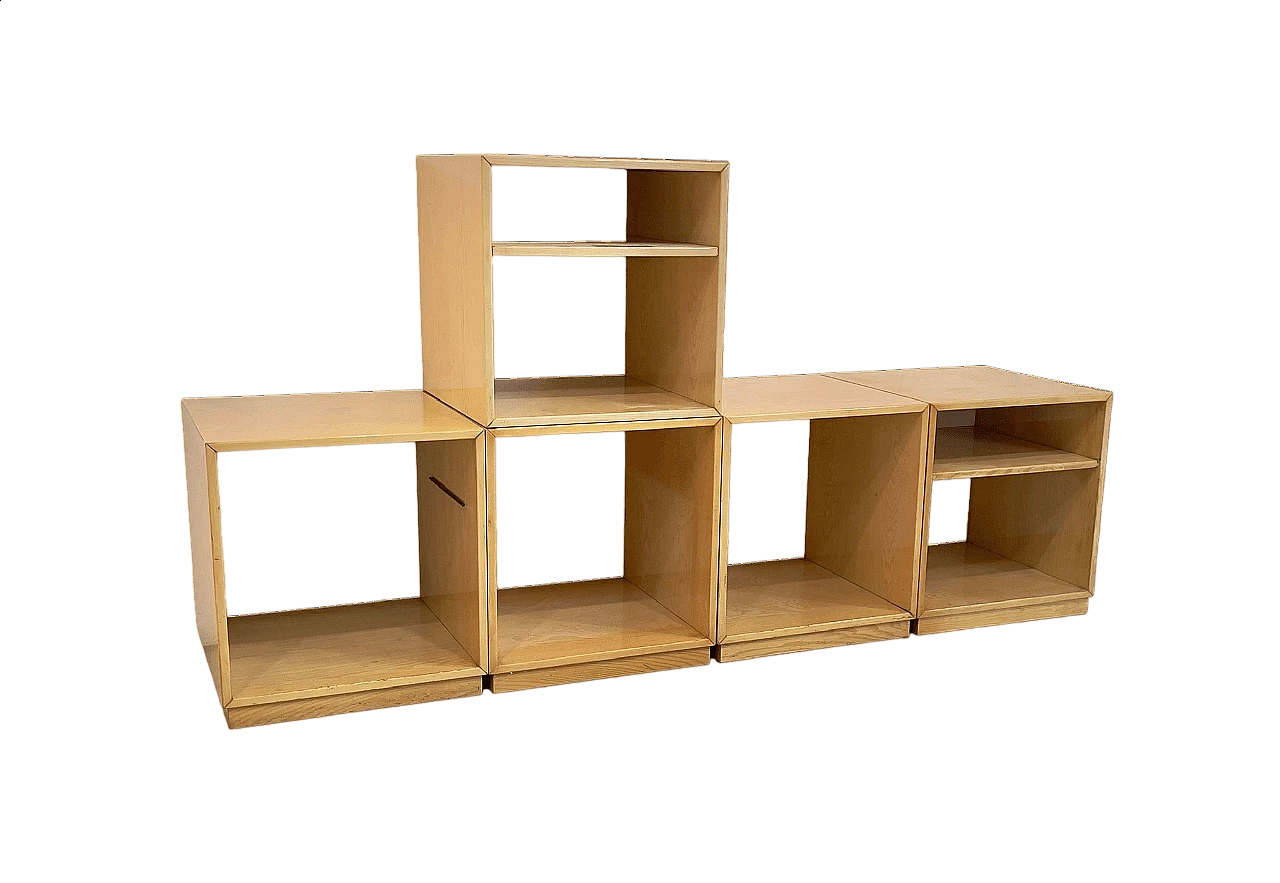 Wall-mounted ash bookcase by Giovanni Offredi for Saporiti, 1970s 6