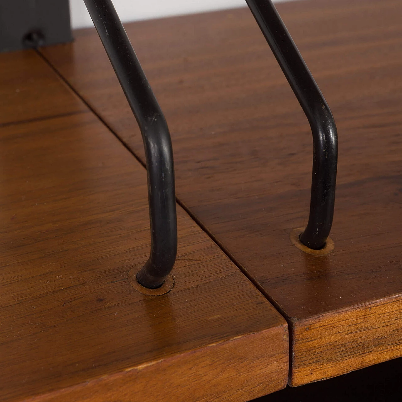 Walnut wall bookcase with desk, pair of cupboards and lamp by Poul Cadovius, 1960s 14