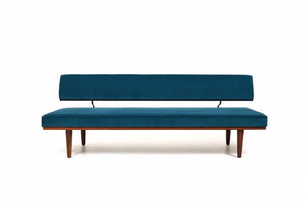 SH7 teak and velvet dormeuse by Haslev Møbelsnedkeri, 1950s 1