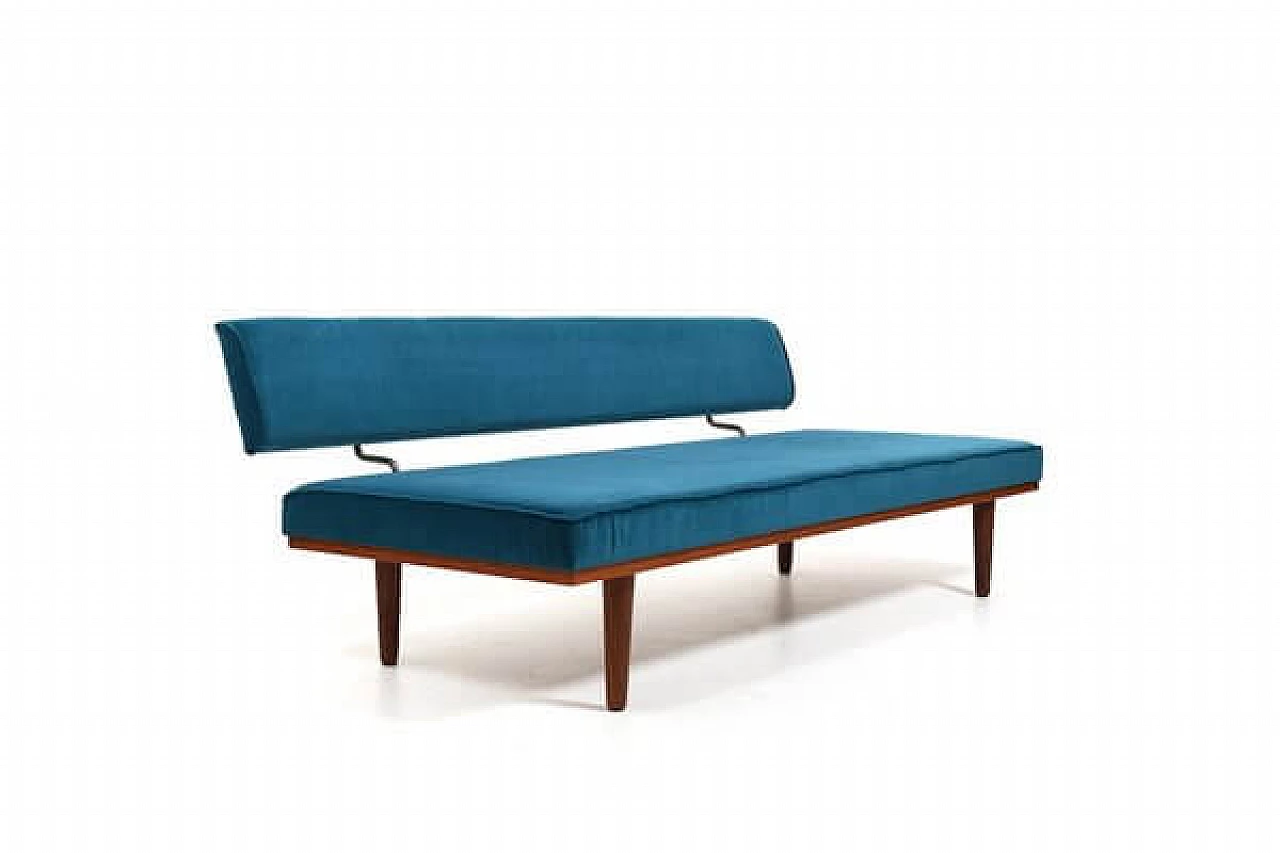 SH7 teak and velvet dormeuse by Haslev Møbelsnedkeri, 1950s 2